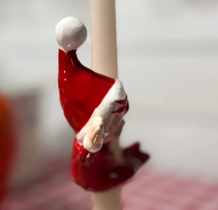 Vtg Christmas Candle Hugger Elf Waving Japan