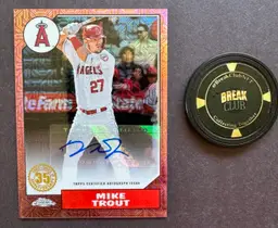 2022 Topps Chrome Mike Trout Auto /5 Los Angeles Angels