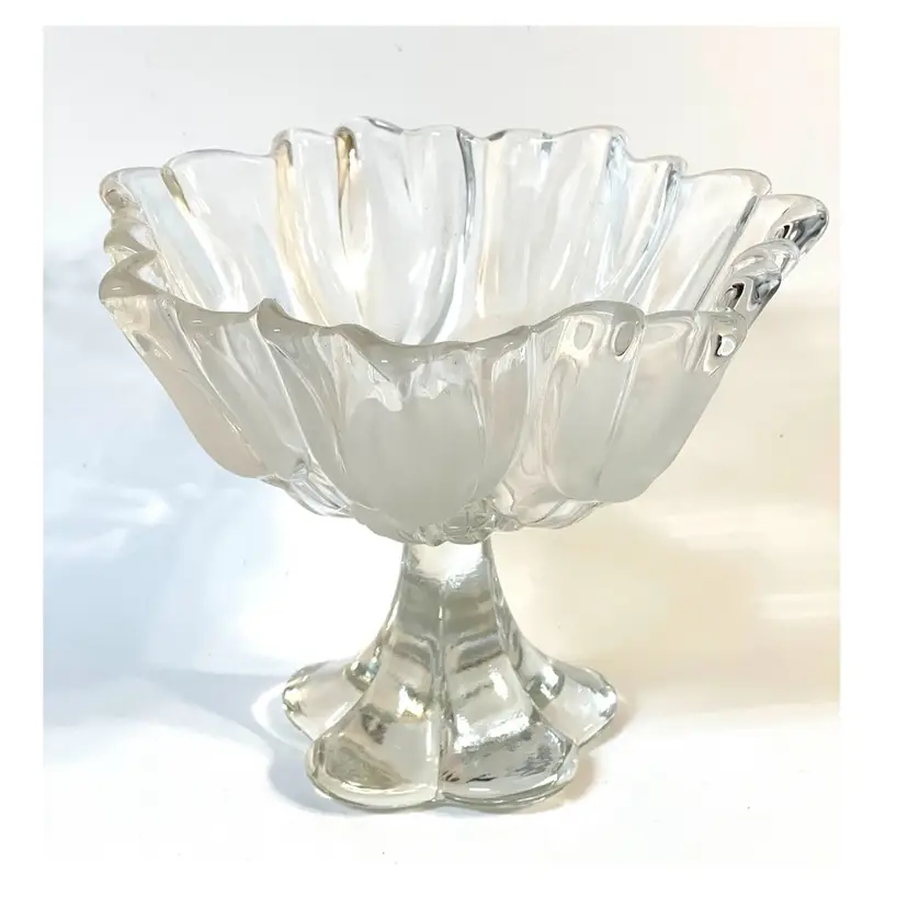 Mikasa Tulips Flower Footed Satin Frosted Glass Pedestal Compote Candy Fruits Bowl 5.5 in Height