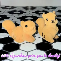 Two Little Flocked Squirrel