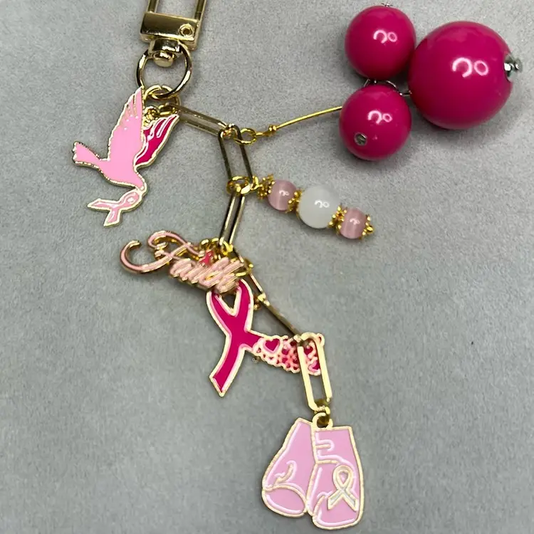Pink Ribbon Purse/backpack Charm “faith”