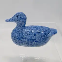 #1820 Vintage Enesco, 1983, Mini Duck Figurine, Spongeware, Speckled Porcelain figurine