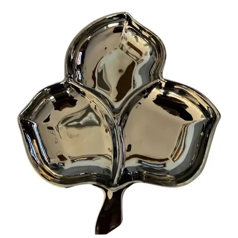 Hazel Atlas Silvalyte Glass Maple Leaf Candy/Nut Bowl