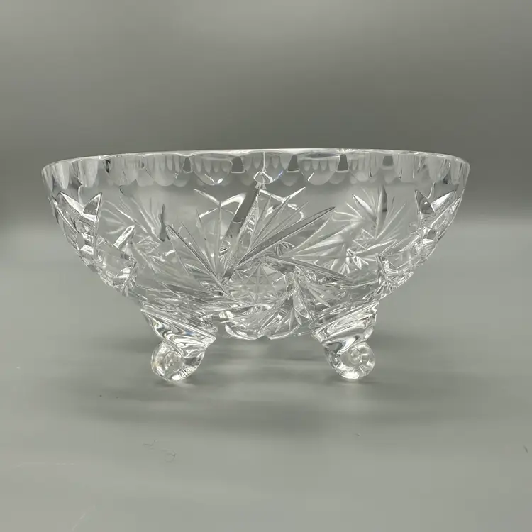 Vintage Crystal Candy Nut Bowl Starburst Pattern