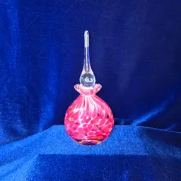 Perfume Bottle Handblown Magenta/White Swirl Teardrop Stopper