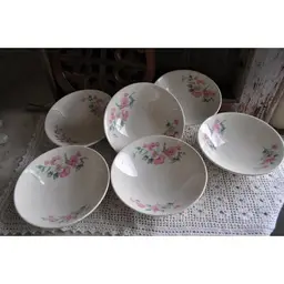Homer Laughlin "Rhythm" Rose Pattern Fruit Bowls set of 6