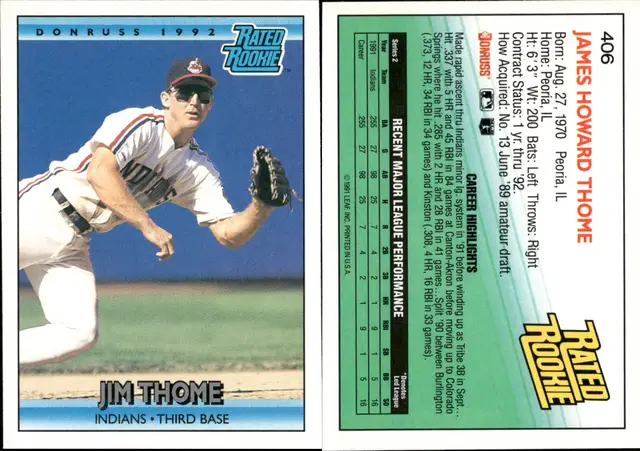 Jim Thome Rookie Lot of 15 Baseball Cards Cleveland Indians  CC10