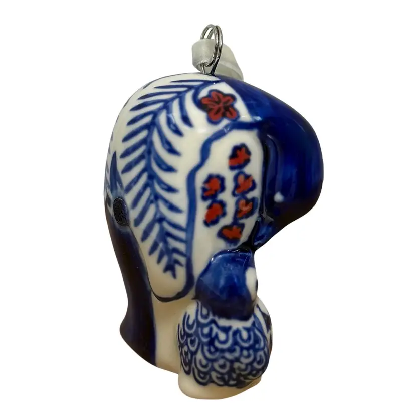 Williams Sonoma Ornament Mother And Baby Penguin Hand Painted Red Blue Black Porcelain READ
3” x 2”