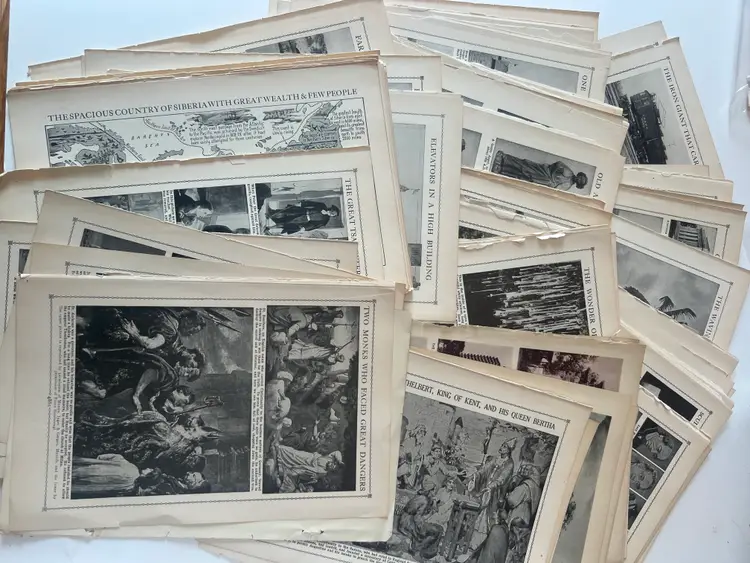 100 Antique Book Page Prints. c1912- Ephemera. Lithographs, Engravings, Graphics, Crafting, Scrapbooking, Bulk #9
