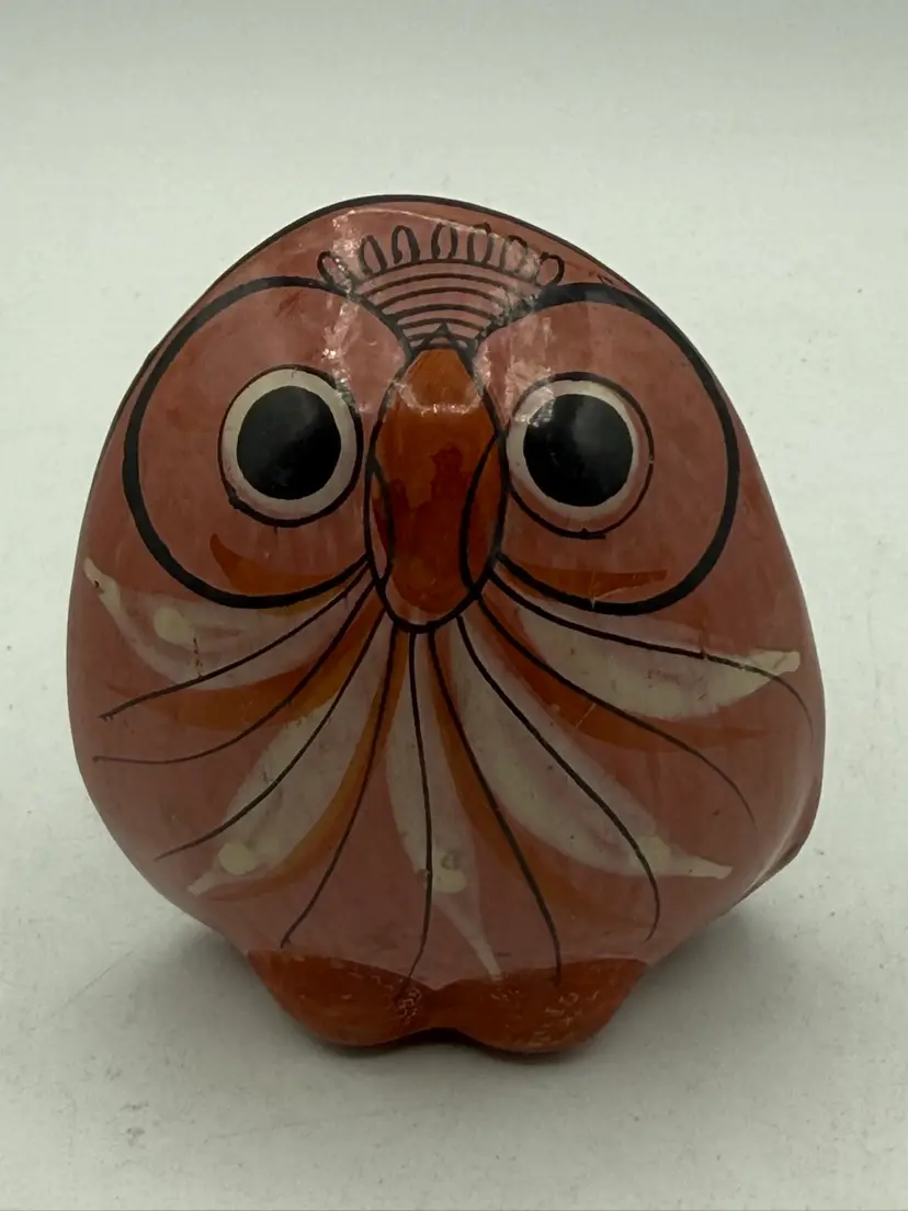 Tonala Red Ceramic Flat Back Owl