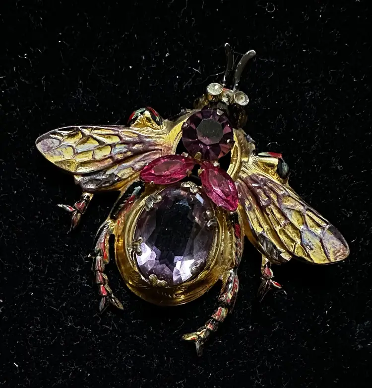 1950’s Vintage Coro Sterling Silver Bug Purple stone