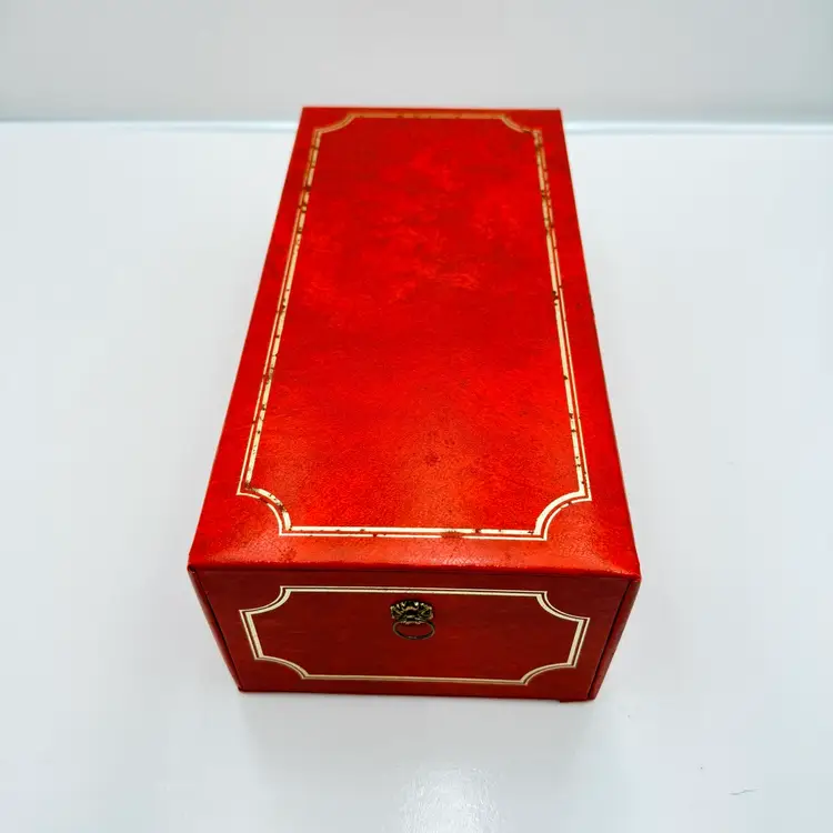 Vintage Orange And Good Faux Leather Sliding Photo Box