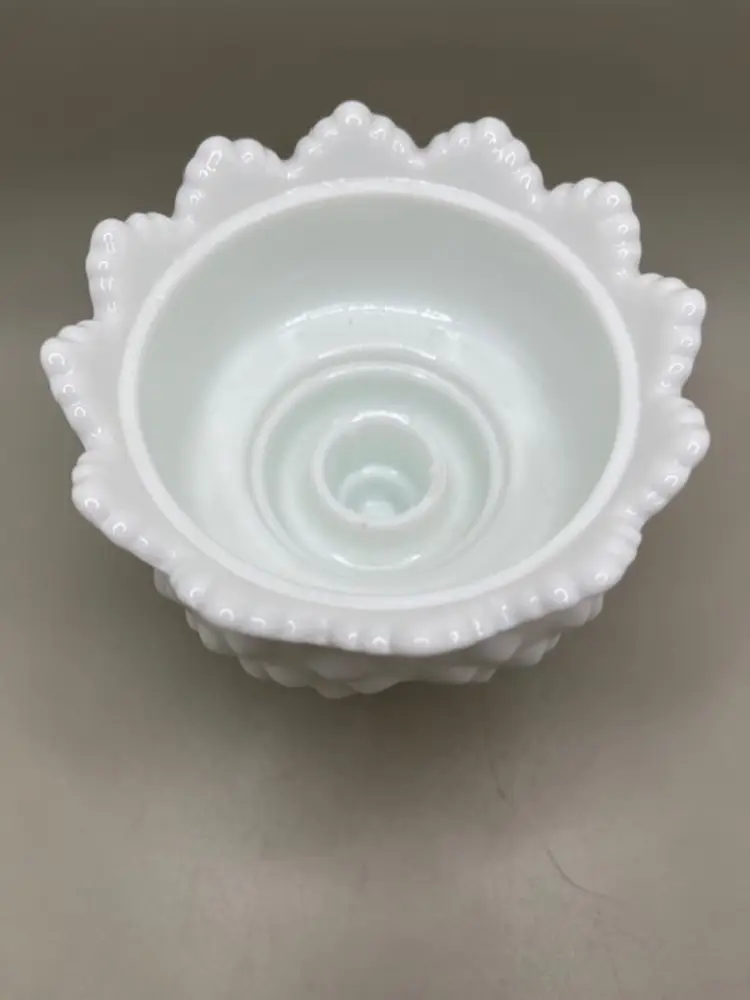 Vintage Fenton White Milk Glass Hobnail Candle Holder