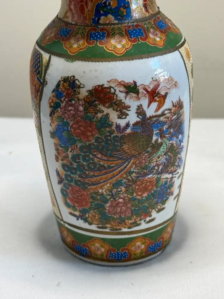 Small China Peacock Geisha Ware Vase