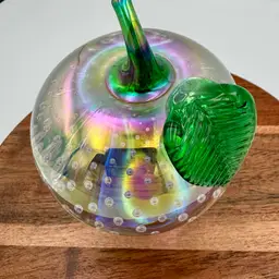 “Glass Art Studio” Iridescent Apple Paperweight