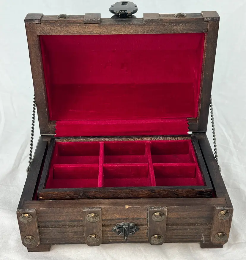 Jewelry Box Kellerman Jewel Case Wooden Red Velvet Lined Mid Century Japan