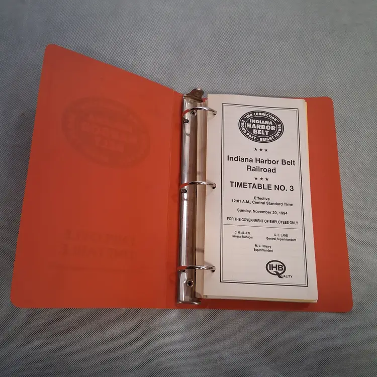Indiana Harbor Belt 1994 Employee Timetable Binder with Conrail Timetables Guide