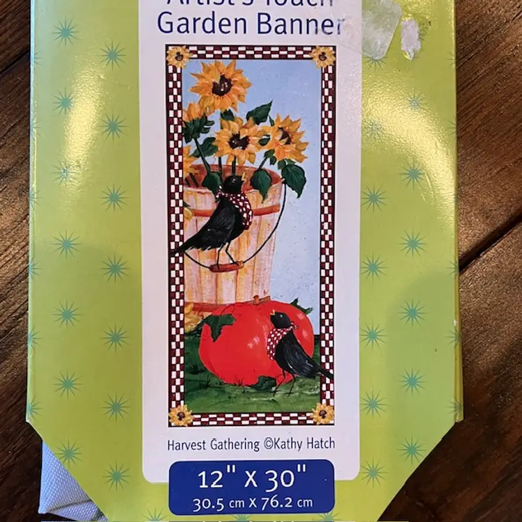 Sunflowers Outdoor Flag Harvest Fall Pumpkin 12" wide x 30" long NOS