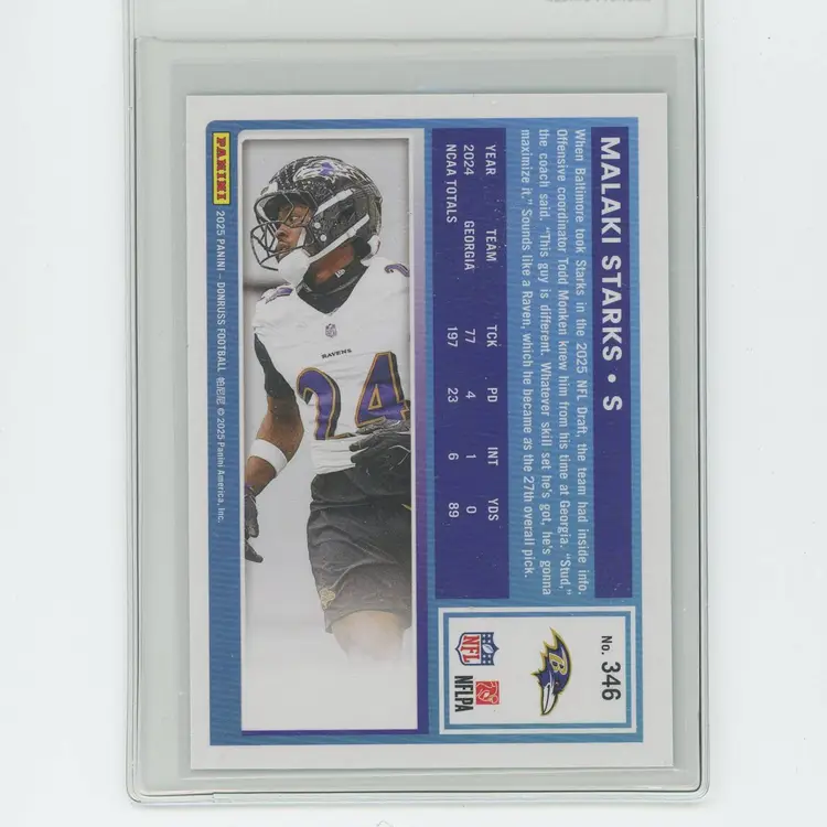 Football Malaki Starks 2025 Panini Donruss #346 Green Press Proof Rated Rookie RC