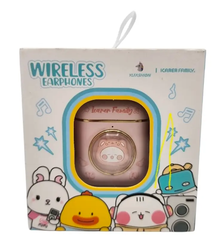 Anime Style Wireless Bluetooth Earbuds 5.3 Cute Character Case USB-C (PINK)