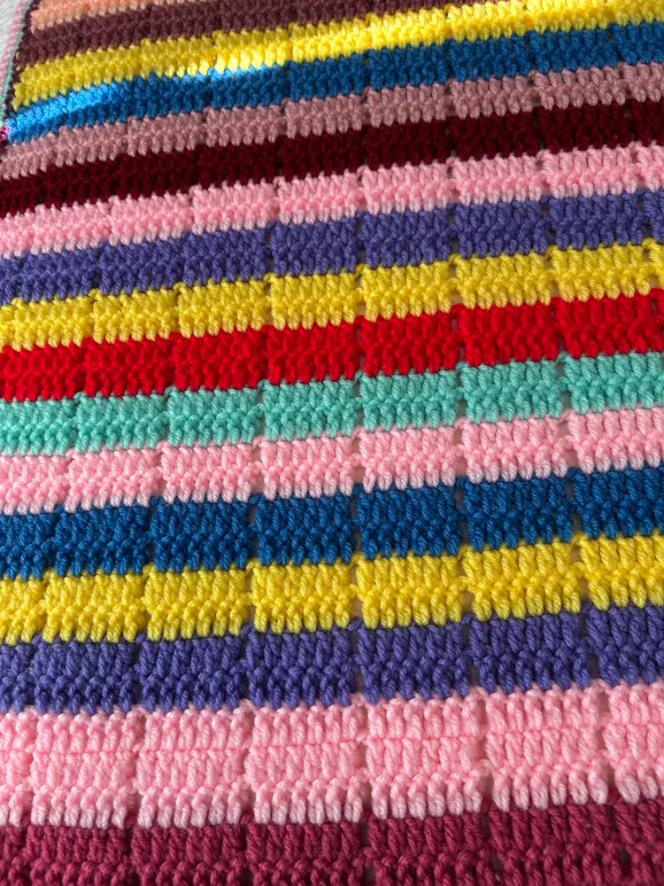 Colorful Crocheted Coverlet @74x54
