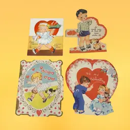 Lot Of 4 30’s And 40’s Valentines Waitress + Kids