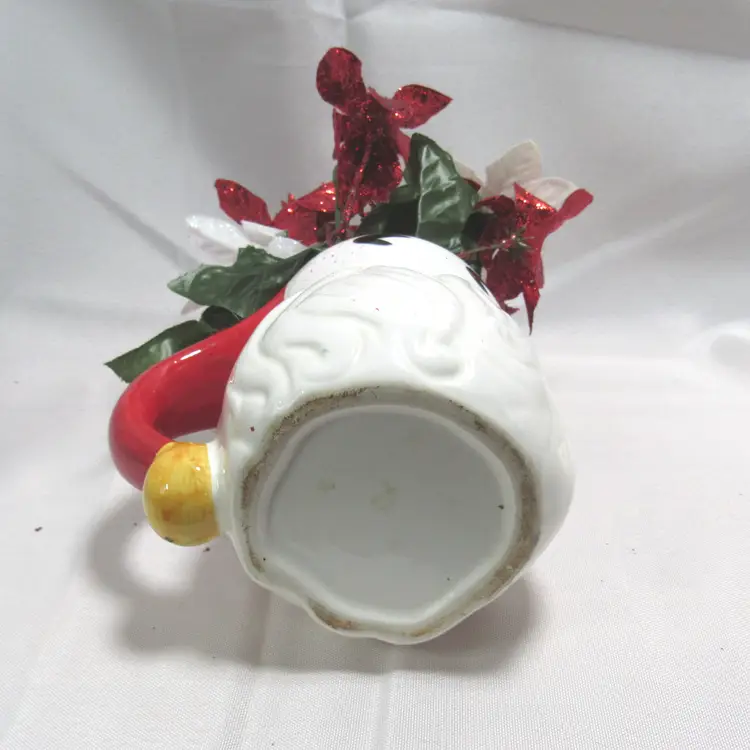 Vtg Ceramic Santa Head Mug Table Centerpiece