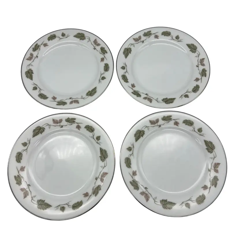 Vintage Noritake Japan Vineyard 4 Bread Plates Pattern 6449 Leaves & Vine