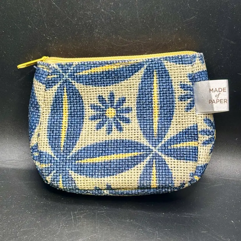 Blue & Yellow Floral Change Purse Made of Paper 4”x5”