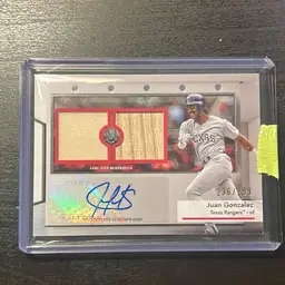 Juan Gonzalez 2024 Topps Museum Dual Jersey Bat Relic /299