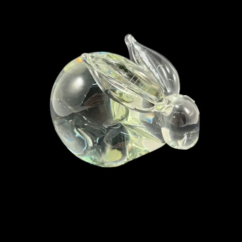 Clear Glass Rabbit Paperweight, Clear Glass Bunny Paperweight, Glass Rabbit Figurine, Clear Glass Bunny Figurine
