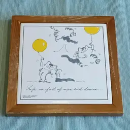 VTG Cat Tile Art 7&1/8" x 7&1/8"