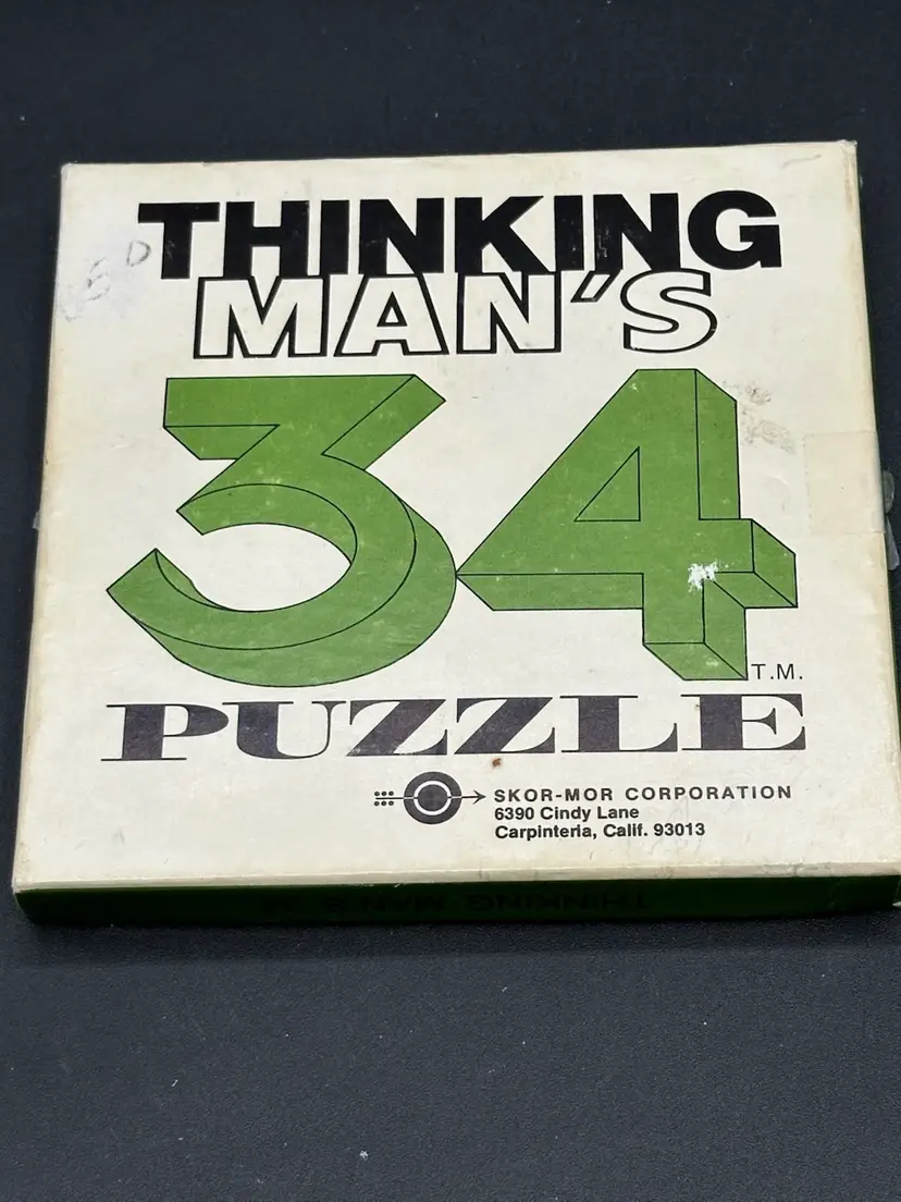 VINTAGE SKOR MOR THINKING MAN'S 34 PUZZLE  SOLITAIRE GAME