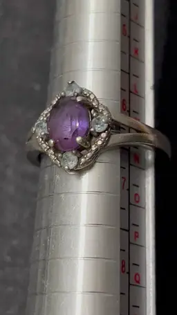 Amethyst & Topaz Sterling Silver Ring Size 7