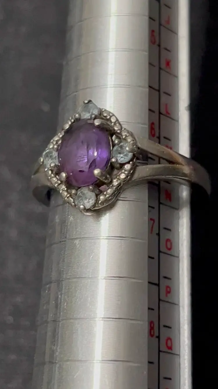 Amethyst & Topaz Sterling Silver Ring Size 7