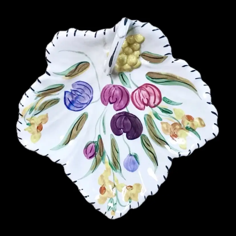 Blue Ridge Pottery Summertime Leaf Floral Raw Veggie Serving Dish Hand Painted