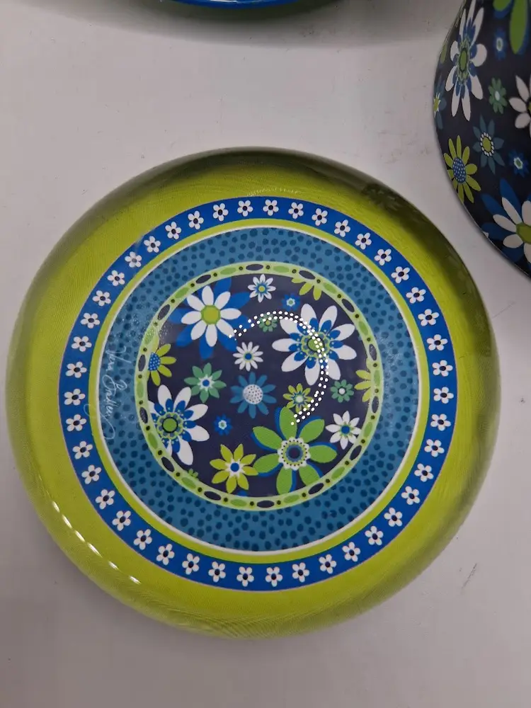 Vintage Vera Bradley 'Daisy, Daisy' Pattern Glass Paperweight, New In Box!