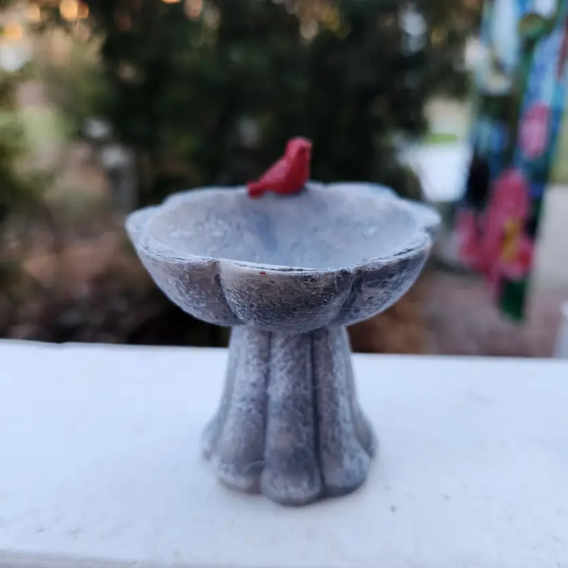 Birdbath With Cardinal miniature