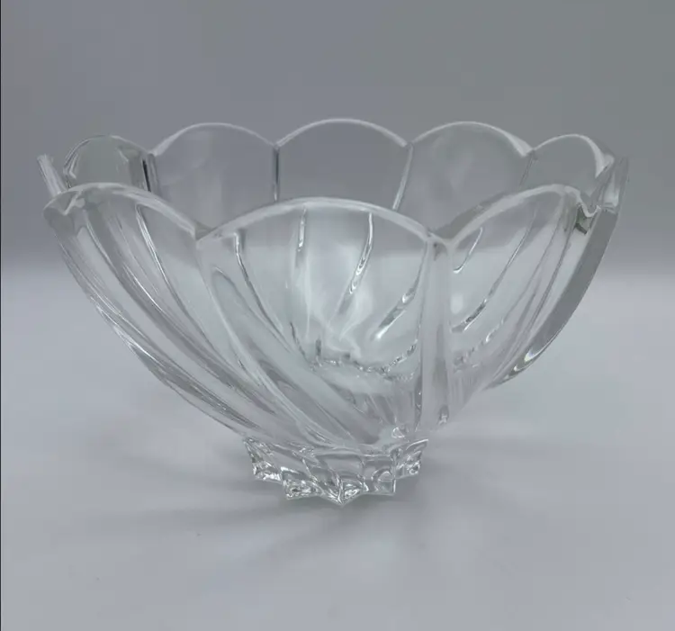 Marquis by Waterford, Crystal Bowl, “Windflower”, Swirl Cut, Scallop Rim, Germany, 5.5” Wide, Smooth Bottom, Marked