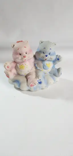 Vintage Care Bears lamp base porcelain figure pink and blue nursery décor