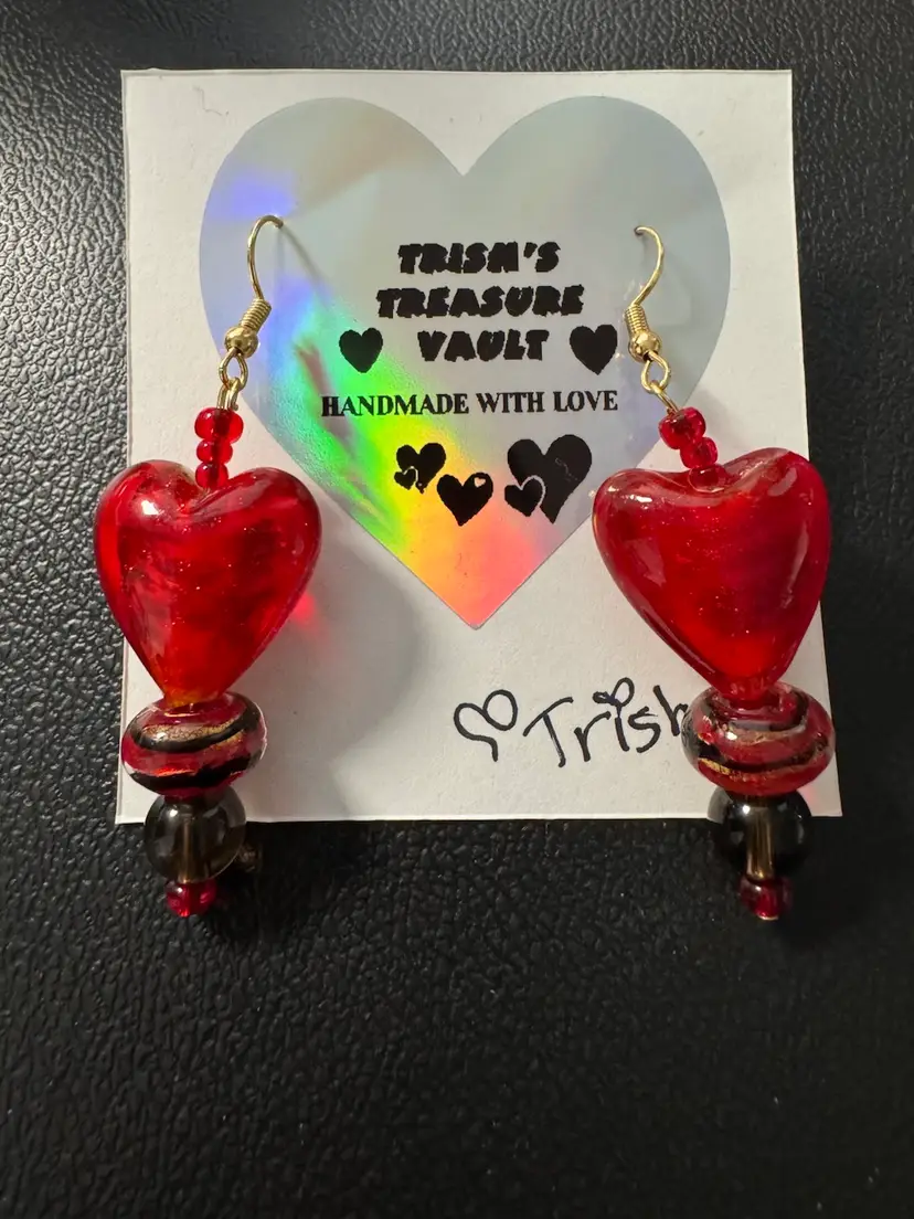 Handmade With Love Glass Heart Earrings