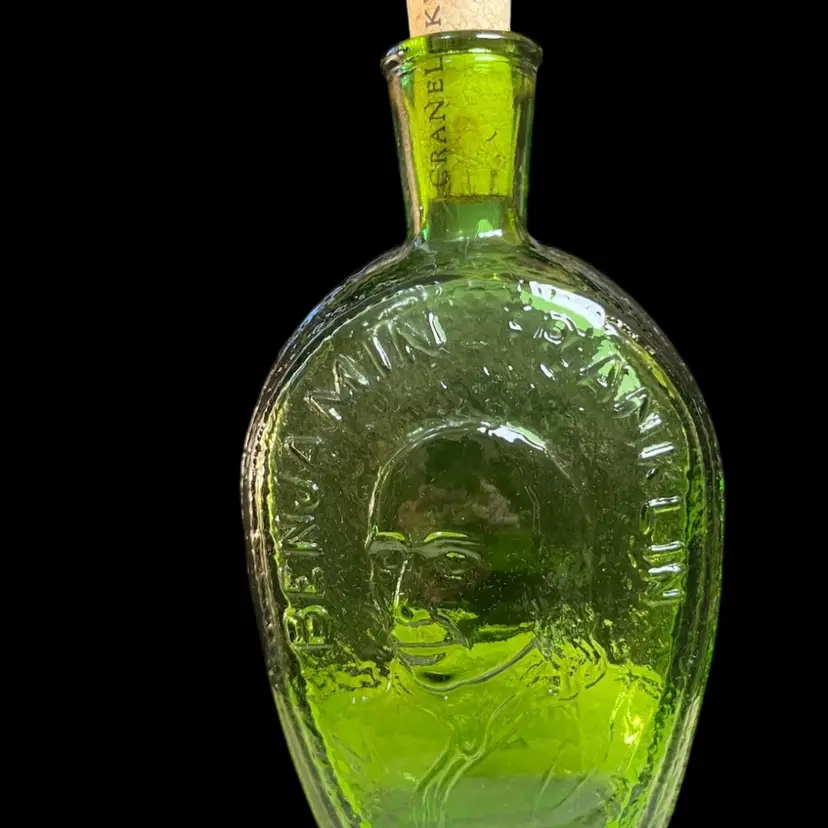 Wheaton Bottle-Green Glass Benjamin Franklin