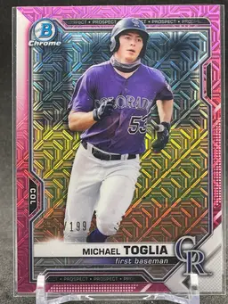 #77 - Michael Toglia 2021 Bowman Chrome Prospect Pink Mojo Refractor #98/199