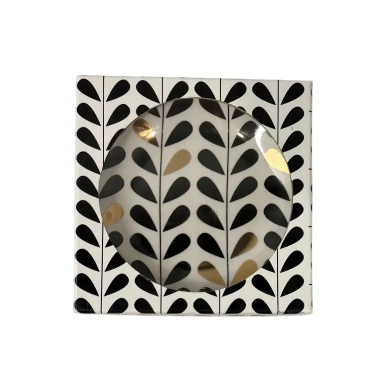 Macy’s Designer 6” Dessert Plates  In Box Black White Embellished With 14k Gold Contemporary