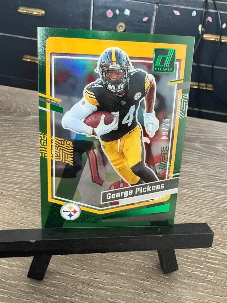 George Pickens 2023 Panini Clearly Donruss Green Parallel /25 NFL Football Card Pittsburgh Steelers (F)