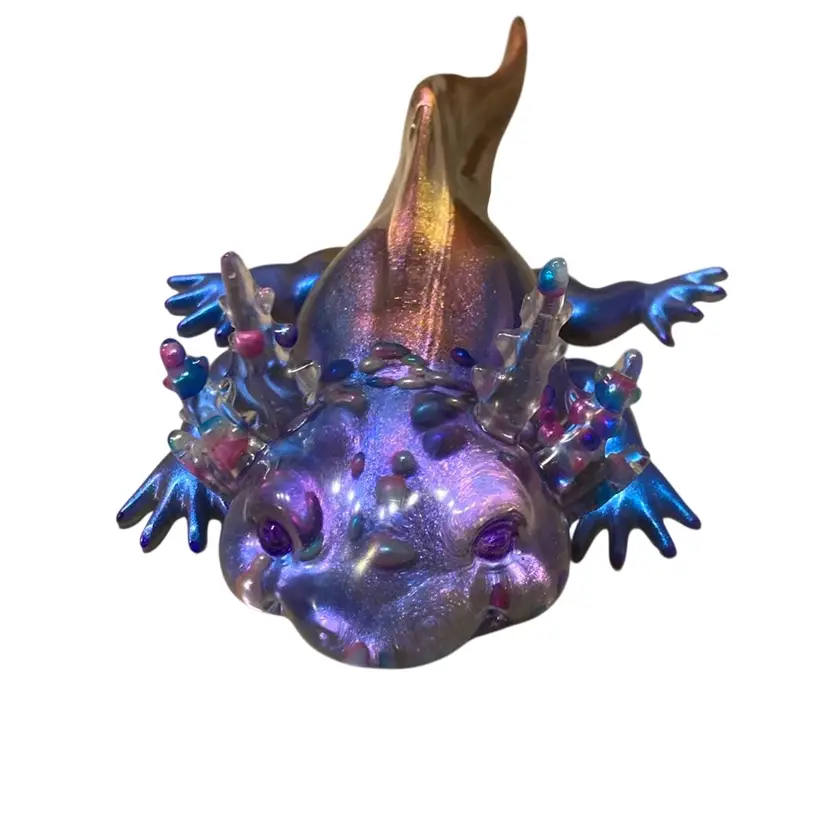 Handmade Color shifting Resin Axolotl With Pink & Blue Color Beads