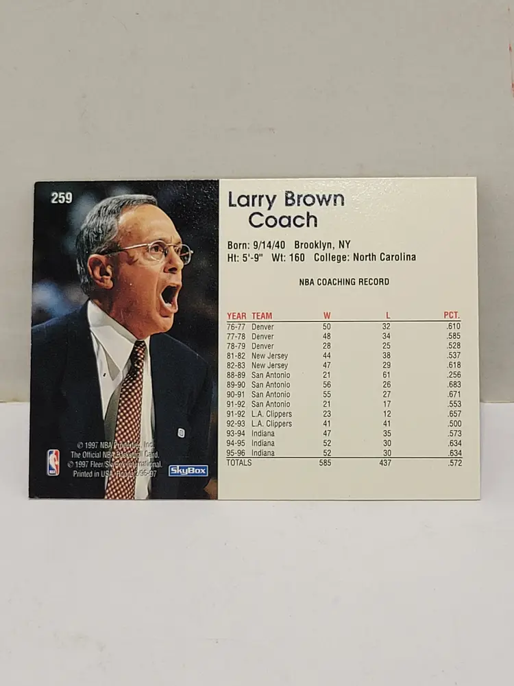 1996-97 NBA Hoops Larry Brown Basketball Cards #259