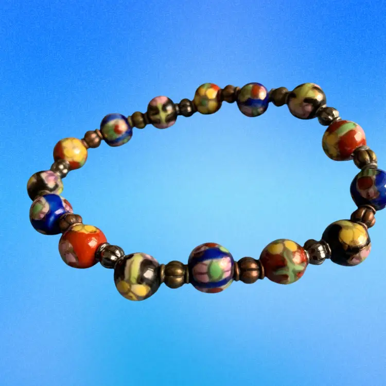 Venetian Art Glass Bead Stretch Bracelet
