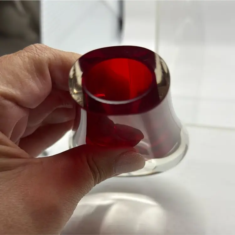 Red Somerso Style Teardrop Vase (possibly Whitefriars)- GLOWS