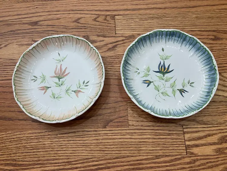 Vintage 2115 and 2116 O. G. G. Italy Floral Bowls Scalloped Edges Made In Italy